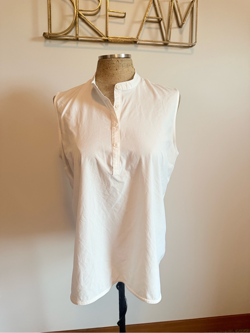 Eddie Bauer White Sleeveless Henley Tank